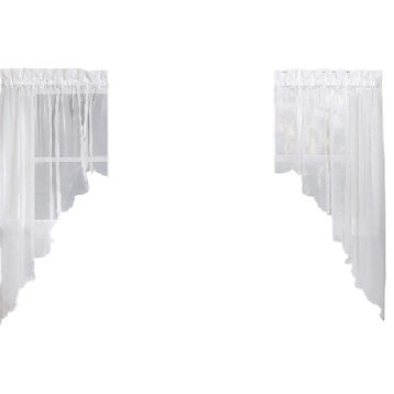 Emelia Sheer Solid White Kitchen Curtain, Swag