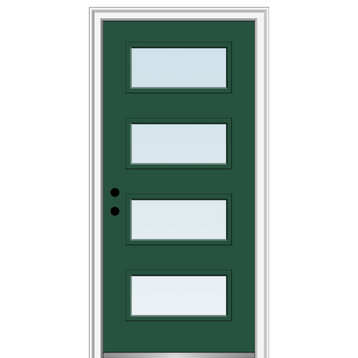 32 in.x80 in. 4 Lite Clear Right-Hand Inswing Painted Fiberglass Smooth Door