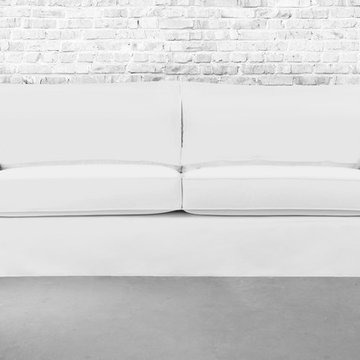Sandy Slipcovered Sofa in White - Farmhouse Charm
