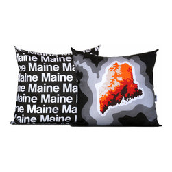 Maine Map Pillow, Charcoal - Decorative Pillows
