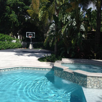 Uro-Tile Finish around a Pool with a Basketball Court