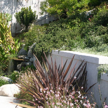 The slope provided a perfect spot to create a series of waterfalls cascading ove