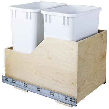 Hardware Resources CAN-WBMD35 Bottom Mount Double Trash Can - White