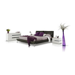 Modrest Loft Modern Bedroom in Gray Leather - Bedroom Products