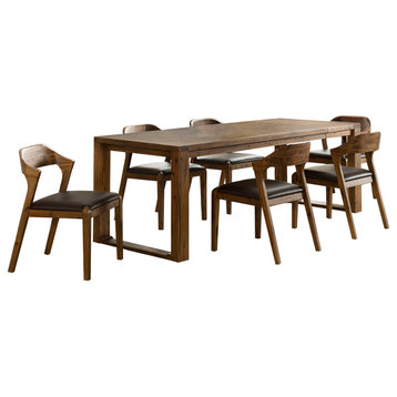 Rasmus 7-Piece Dining Set, Chestnut Wire-Brush, 6 Side Chairs