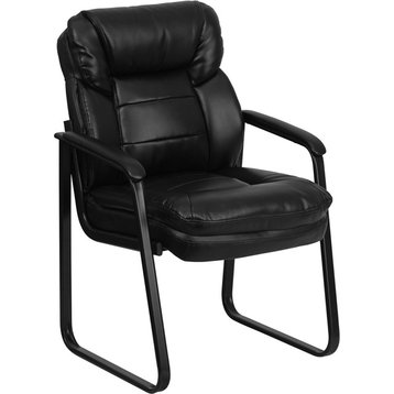 Flash Furniture Black Leather Executive Side Chair With Sled Base