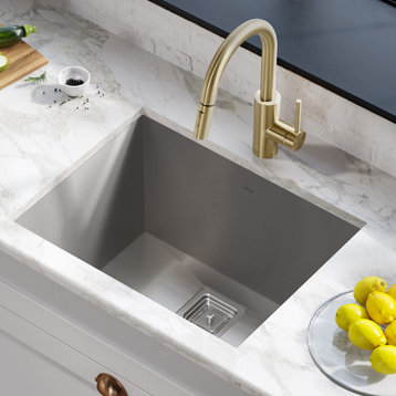 Pax Zero-Radius 24" Undermount Stainless Steel 1-Bowl Kitchen Sink, Laundry