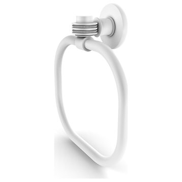 Continental Towel Ring With Dotted Accents, Matte White