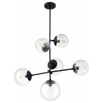 Nuvo Lighting - Nuvo Lighting 60/7135 Sky - 6 Light Pendant - Sky; 6 Light; Pendant Fixture; Burnished Brass FinSky 6 Light Pendant Matte Black Clear Gl *UL Approved: YES Energy Star Qualified: n/a ADA Certified: n/a  *Number of Lights: Lamp: 6-*Wattage:60w B10 Candelabra Base bulb(s) *Bulb Included:No *Bulb Type:B10 Candelabra Base *Finish Type:Matte Black