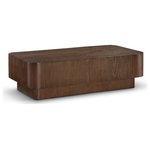Meridian Furniture - Oakmont Veneer Coffee Table, Brown, Coffee Table - Add functionality and style to your living room or den with this handsome Oakmont brown coffee table. Its rich brown finish and oak veneer bring a touch of sophistication, while the art deco design adds timeless elegance. Perfect for showcasing decor or enjoying coffee with friends, its sturdy construction ensures durability and versatility. Elevate your space with this essential piece that harmonizes practicality with aesthetic appeal, promising to be the focal point of your living area for years to come.