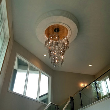 Organic Metal Chandelier and Sparkly Ceiling Dome
