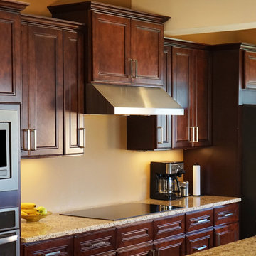 Leo Saddle Cherry Mahogany Kitchen Cabinets w/ Soft Close by Everyday Cabinets