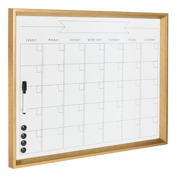 Kate and Laurel Calter Framed Magnetic Dry Erase Calendar, Gold, 21.5x27.5