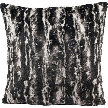 Mina Victory Fur Black & Silver Mix Black/Silver Throw Pillow