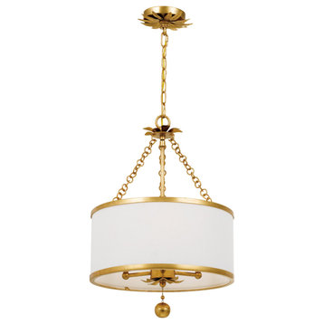 Crystorama 513-GA 3 Light Chandelier in Antique Gold with Silk