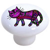 Pink Abstract Cat Ceramic Cabinet Drawer Knob