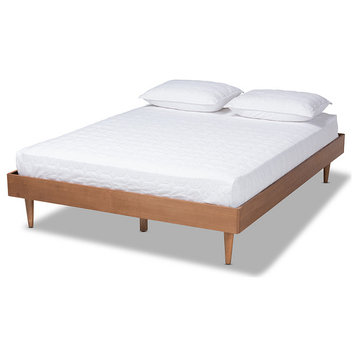 Rina Mid-Century Modern Ash Wanut Finished Full Size Wood Bed Frame