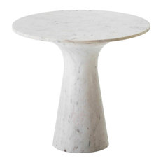 Smooth Round White Marble Coffee Table