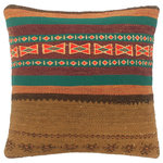 Bareens Designer Rugs - Vintage Antique Turkish Fischer Hand Woven Kilim Pillow - Embellish your home with this timeless casual chic handmade Southwestern Kilim throw pillow covers made with wool and cotton. Constructed on a loom by Nomad Turkman people with hand spun wool and Natural Vegetable dyes these beautiful Kilim pillow covers are known for their beautiful repetitive geometrical, naturalistic floral and traditional patterns yet still giving it a moden look. Masterfully artisan-crafted on traditional Kilim looms with a contemporary fashion palette producing bold intricate sharp patterns making them a standout piece in any decor.
