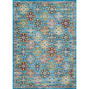 Couristan Gypsy Nameh Ay76 and 0617 Traditional Rug, Blue Topaz, 8'0"x10'9"