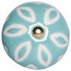 Knob-It Vintage Handpainted Ceramic Knobs, Set of 12, Turquoise/White/Gold