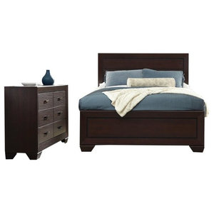 Jardena 6 Piece Bedroom Set Queen Brown Wood Modern Transitional Bedroom Furniture Sets By Virventures Houzz