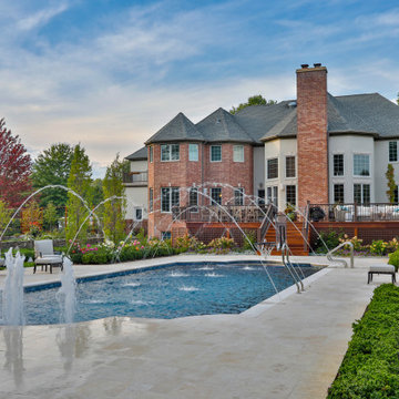 Barrington Hills, IL Scalloped Edge Pool with Round Hot Tub and Sunshelf