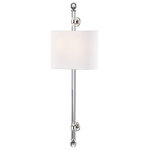 Hudson Valley Lighting - Wertham 2 Light Wall Sconce, Polished Nickel - Wertham's long crystal rod topped with finials and half-racetrack oval shade of linen form a sconce of enduring elegance. Three feet tall, this clean-lined classic is a perfect way to add accent light and a dramatic sense of proportion to a space at the same time.
