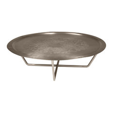 Marhaba Baroque Small Side Table, Matte Nickel