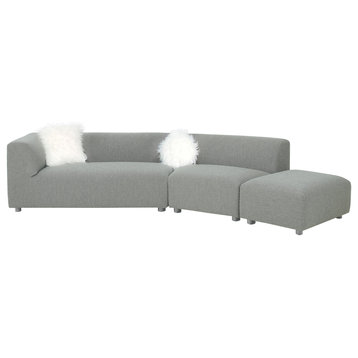 Pasargad Home Portfino Modern Sectional Sofa With 2 Fur Pillow