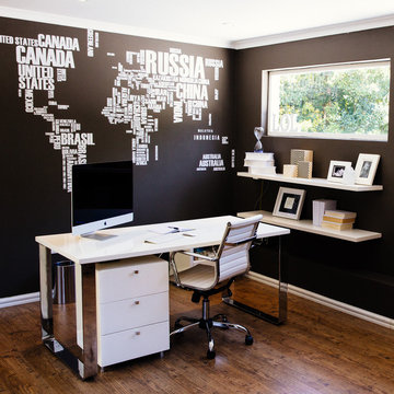 Home office reflecting a passion for travel