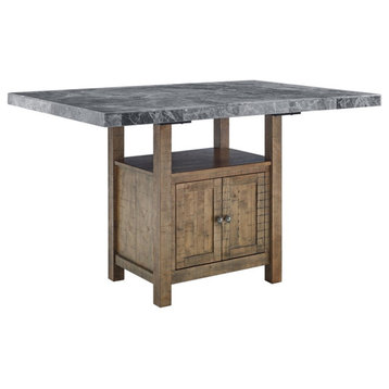 Bowery Hill Transitional Marble Counter Table in Gray Finish
