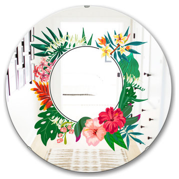 Designart Garland Sweet 3 Cabin And Lodge Oval And Circle Wall Mirror, 32x32