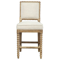 Sara Upholstered Counter Stool, Neutral - French Country - Bar Stools ...
