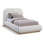 Meridian Furniture - Vaughn Bed, Cream, Twin, Chenille Fabric, Natural Finish - Transform your bedroom into a cozy and inviting retreat with the Vaughn Twin Bed. With its rich cream chenille textured fabric and solid wood base in a natural finish, this bed exudes a warm and inviting ambiance that will make you feel right at home. Its soft and plush surface provides a cozy and comfortable retreat, while its sturdy and durable construction ensures that you can enjoy long-lasting comfort. So go ahead, treat yourself to a restful night's sleep in this exquisite bed, and wake up feeling refreshed and rejuvenated.