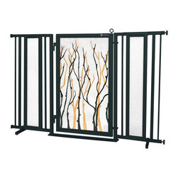 Fusion Gates - Fusion Gate with Willow Branch Design, Black, 60"-65" - Dog Gates
