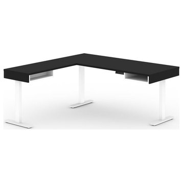 Bestar Viva 72" L-Shaped Standing Desk in Black and White