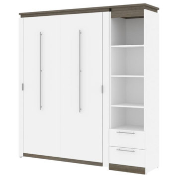 Orion  78W Full Murphy Bed and Narrow Shelving Unit with Drawers (79W) in...