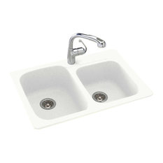 Swan 33x22x9 Solid Surface Kitchen Sink, 1-Hole, White