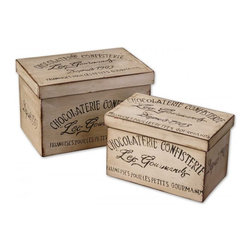 www.essentialsinside.com: chocolaterie, decorative boxes, fir wood, set of 2 - Decorative Boxes