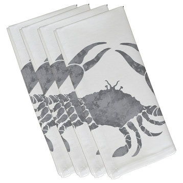 Crab, Animal Print Napkin, Gray, Set of 4