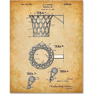 Basketball Court 11x14 Unframed Patent Print Great Game Room Decor or Gift Under $15 for Basketball Coaches