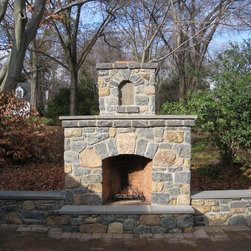 Outdoor Masonry Stone Fireplace - Outdoor Fireplaces