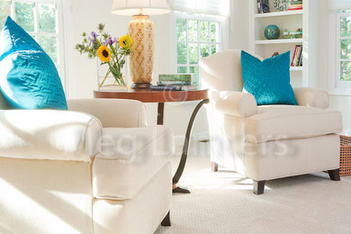 Example of a large transitional family room design in Other