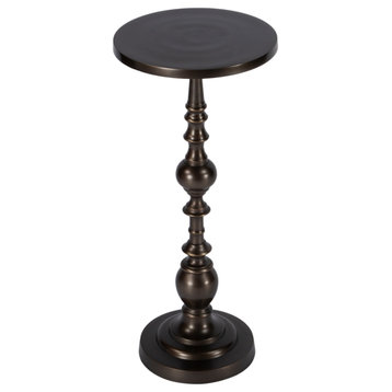 Darien Round Pedestal End Table, Bronze