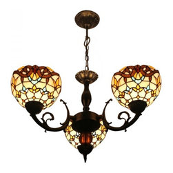 Tiffany Stained Glass Baroque Chandelier Lamp 3 Lights - Chandeliers