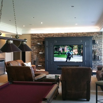 cultured stone and drywall tv cabinet