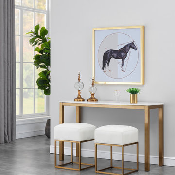 Avalon Gold and White Marble Top Console Table