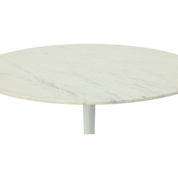 The Milo Dining Table, 40”, White Base, Midcentury, Round