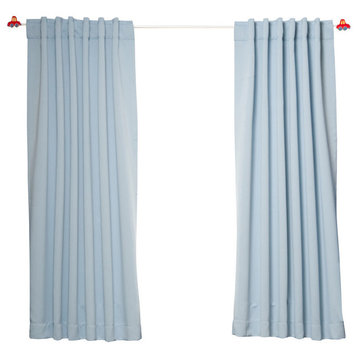 Solid Thermal Blackout Curtain Panels, Sky Blue, 63", Set of 2